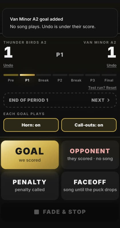 Opponent goal added and no song plays