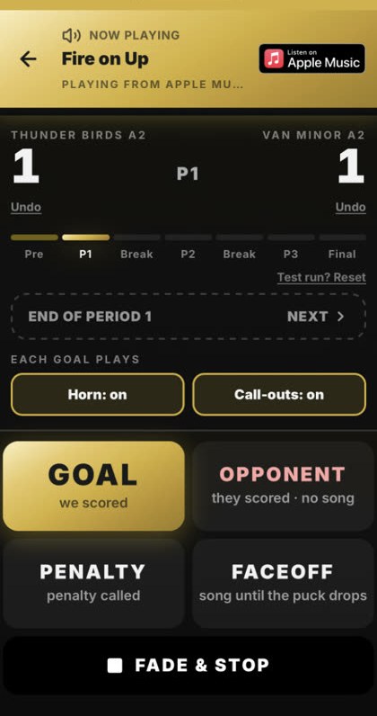 Penalty song playing during period 1